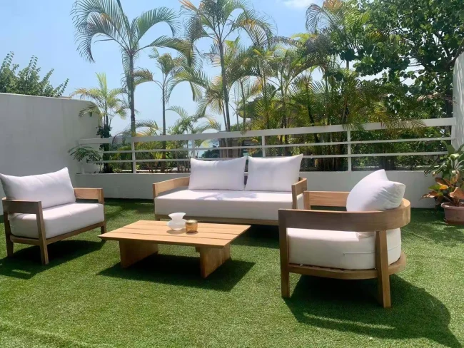 Luxury Solid Teak Sofa Set Patio Garden Waterproof Wood Sofa Set Outdoor Teak Sofa - Image 2