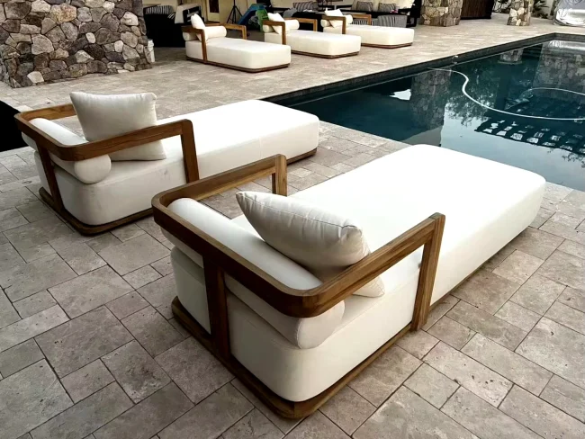 Teak Wood Sun Loungers For Pool Side Outdor Lounge - Image 4