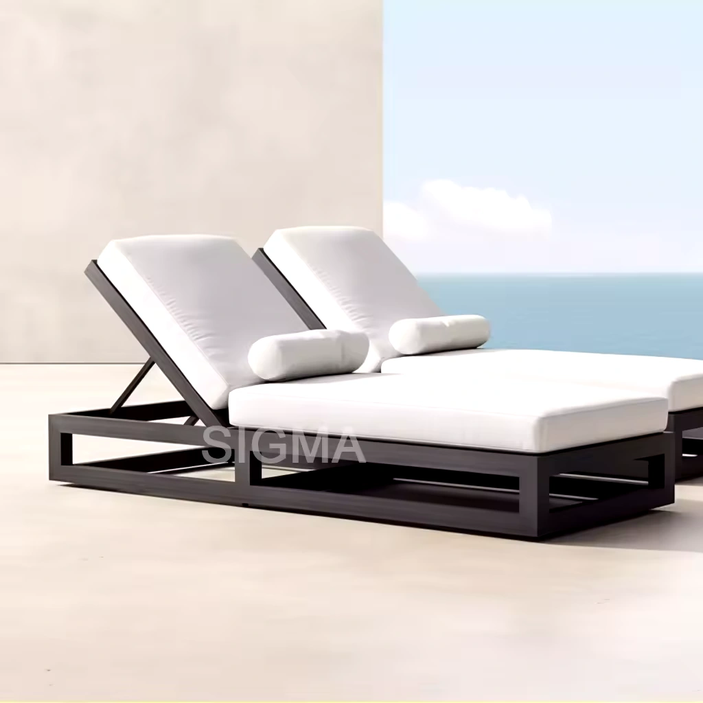 New design patio furniture sofa outdoor aluminum daybed adjustable chaise garden lounge