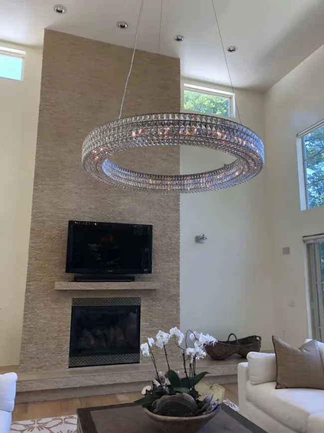 Oversized Modern Ring Pendant Light/Round Crystal Chandelier for Living/Dining Room/Bedroom - Image 5