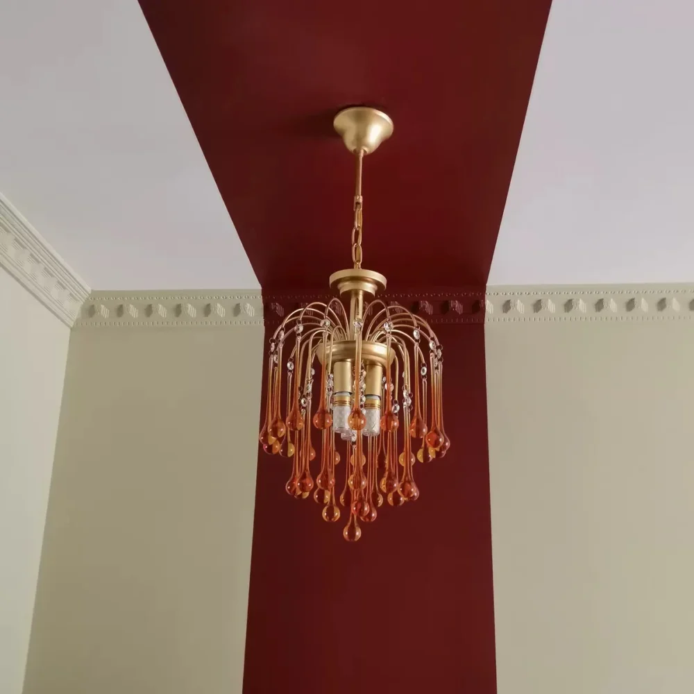 French Style Bedroom Small Creative Chandelier Vintage Romantic Warm Vibe Amber Waterdrop Light Fixture for Restaurant Dining Room Kids Room - Image 7