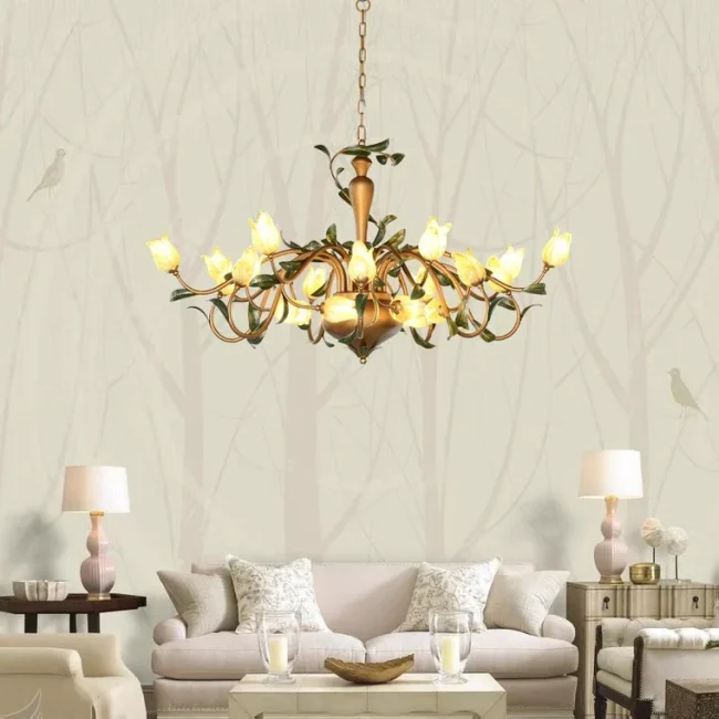 European Country Style Creative Beautiful Vintage Tulip Flower Chandelier for Dining Room Bedroom Living Room Kids Room - Image 2