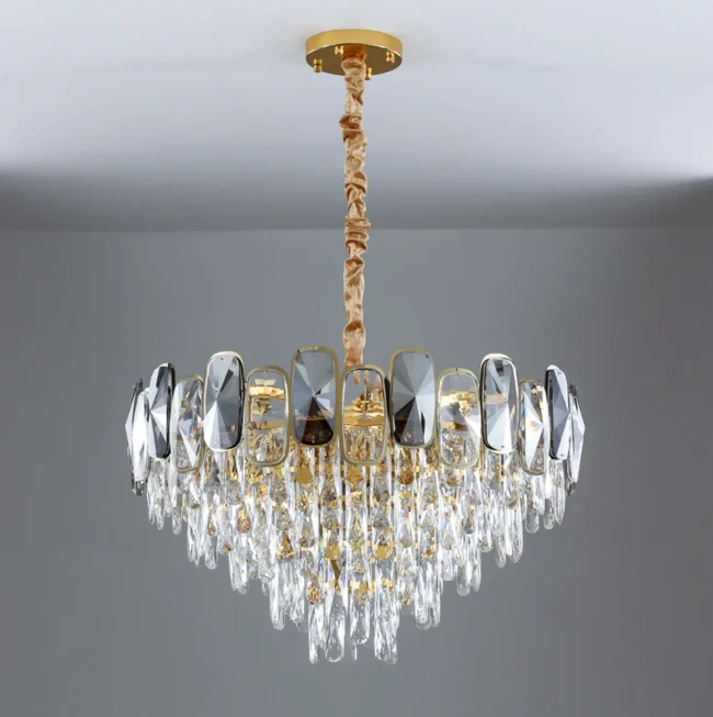 Round/Rectangle Smoky Gray Crystal Pendant Chandelier Ceiling Fixtures Light For Living Room/Dining Room/ - Image 5