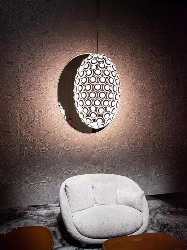 Modern Art Egg-shaped Chandelier Iconic Eyes LED Pendant Light For Dining Room/Living Room - Image 2