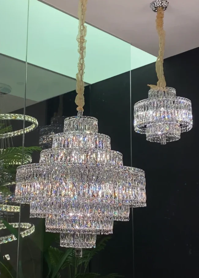 Luxury Multi-layers Silver Round Crystal Chandelier For Living Room - Image 2