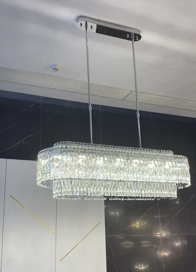 Stunning Modern Rectangle Ceiling Light Crystal Chandelier For Dining Table/Coffee Table/Living Room/Bedroom - Image 4