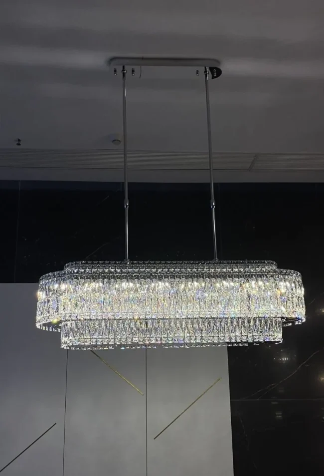 Stunning Modern Rectangle Ceiling Light Crystal Chandelier For Dining Table/Coffee Table/Living Room/Bedroom - Image 5