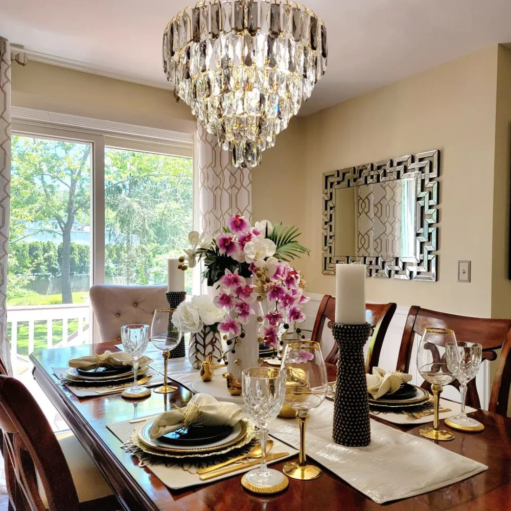 Modern Light Luxury Tiered Crystal Pendant Chandelier for Living/Dining Room/Bedroom - Image 4