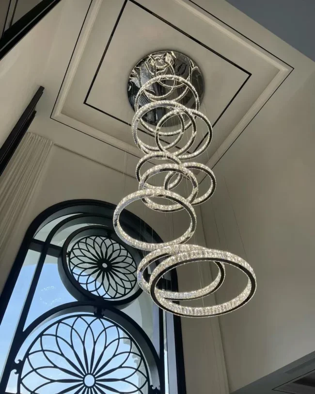 Modern Layered Ring Crystal Chandelier for High Ceiling/Living Room /Foyer/Staircase - Image 2