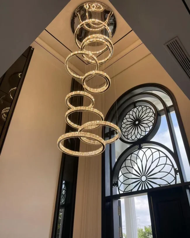 Modern Layered Ring Crystal Chandelier for High Ceiling/Living Room /Foyer/Staircase - Image 3