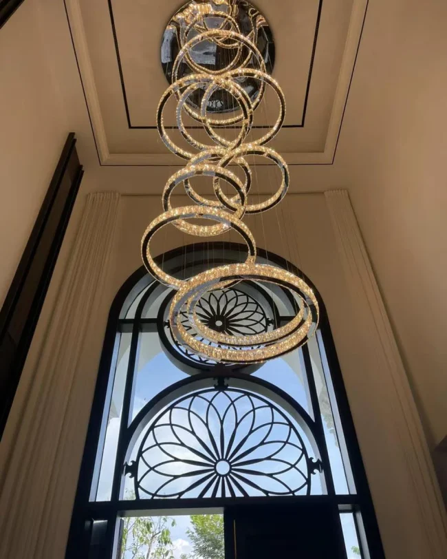 Modern Layered Ring Crystal Chandelier for High Ceiling/Living Room /Foyer/Staircase - Image 4