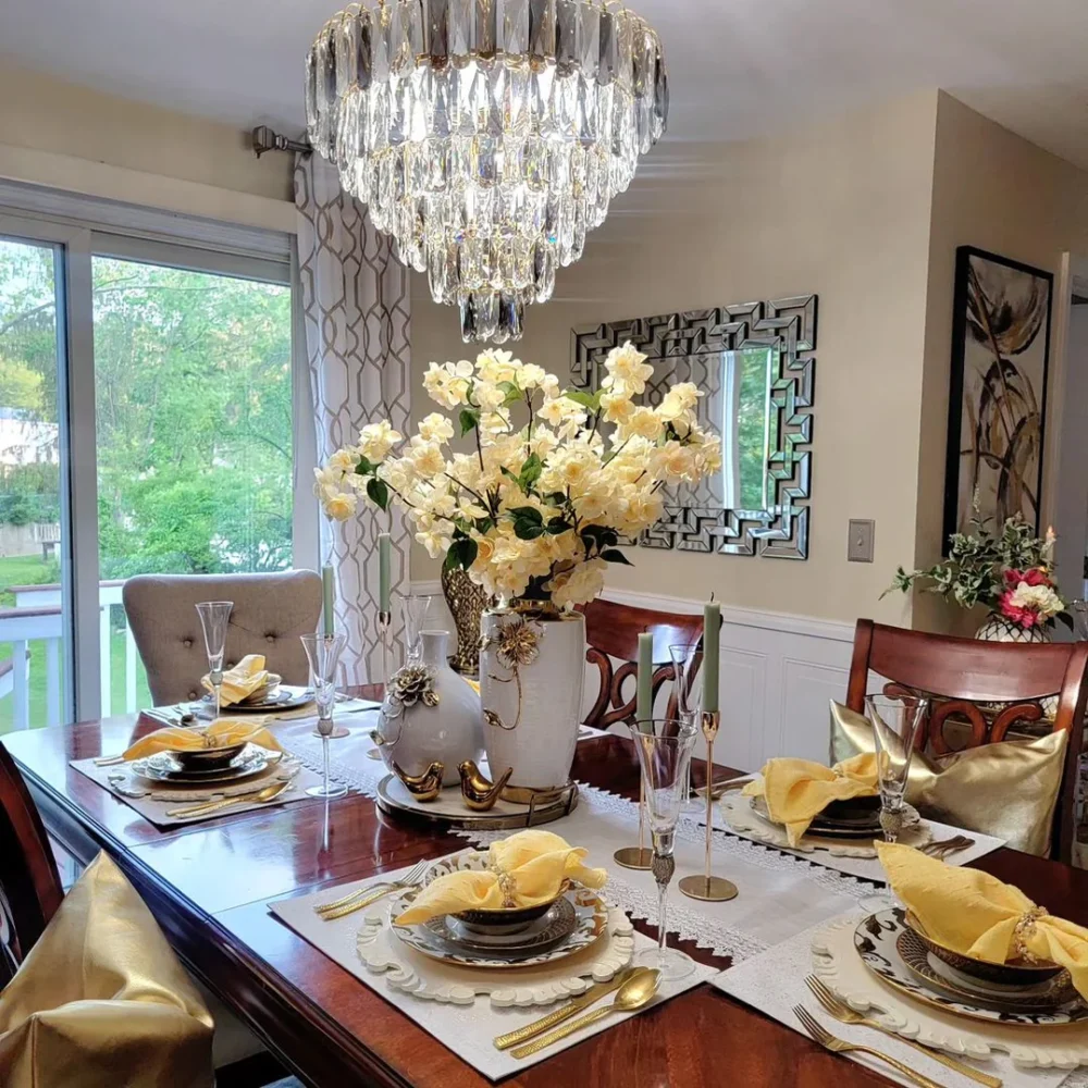 Modern Light Luxury Tiered Crystal Pendant Chandelier for Living/Dining Room/Bedroom - Image 5