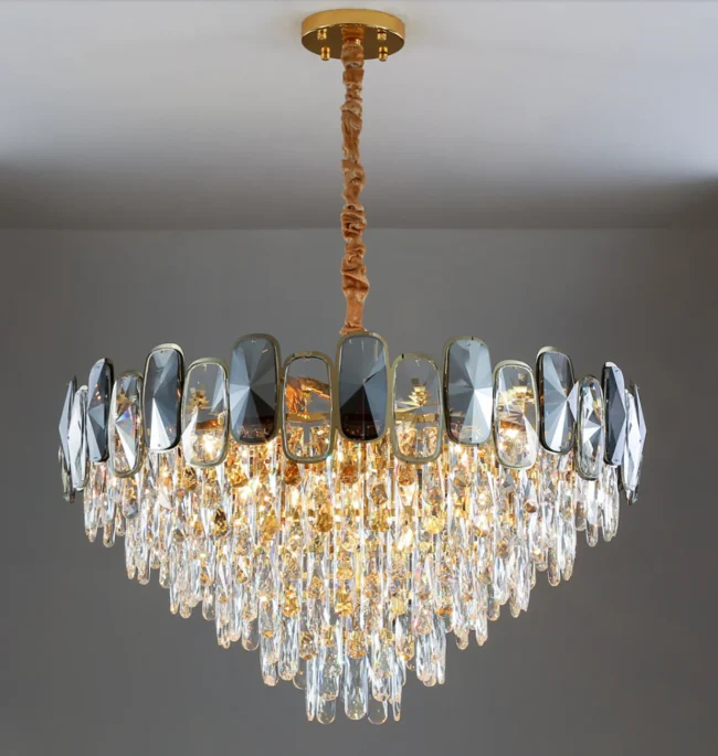 Round/Rectangle Smoky Gray Crystal Pendant Chandelier Ceiling Fixtures Light For Living Room/Dining Room/ - Image 3