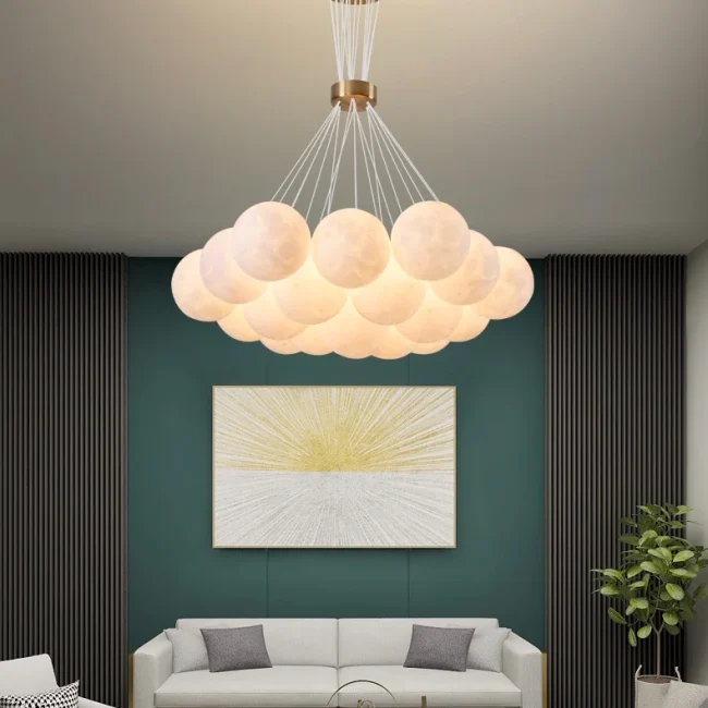 Bubble Moon Chandelier Bedroom Ceiling Light Modern Nordic Lamp - Image 5