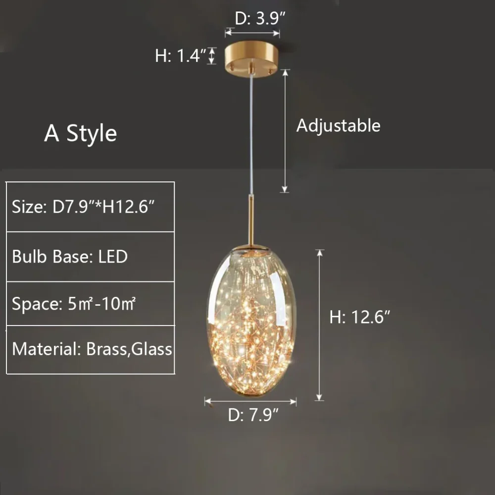 Modern Gray Glass Starry Sky Pendant Light Fixture for Dining Room/Bar/Kitchen Island - Image 6