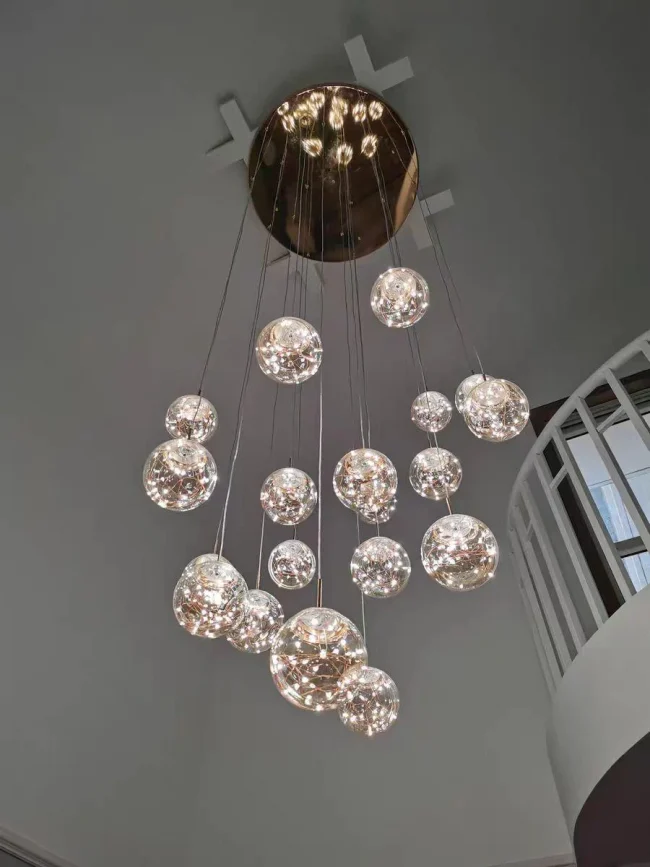 Modern Starlight Globe Chandelier for Foyer Hall Crystal Clear Glass Ball Light Decoration Living Room Ceiling Lamp - Image 4