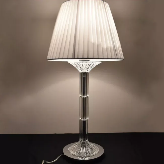 Luxury Crystal Slub White Lampshade Table Lamp - Image 2