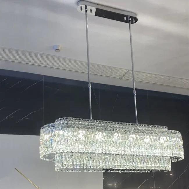 Stunning Modern Rectangle Ceiling Light Crystal Chandelier For Dining Table/Coffee Table/Living Room/Bedroom - Image 3