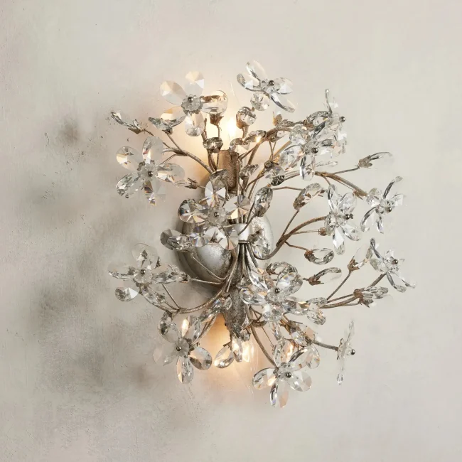 Modern Brass Branches Flower Crystal Wall Sconce - Image 2