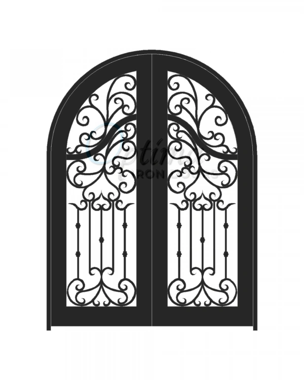 ACADIA Full Light Top Radius Decorative Glass Iron Door