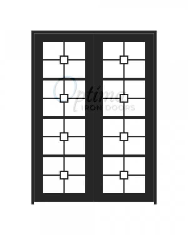 Top Square Lite Decorative Glass Single Iron Door