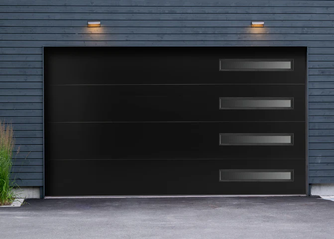 Bel Air - Flush Panel Smooth Contemporary Insulated Steel Modern Garage Door with Slim Glass Design