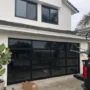 Contemporary Black Aluminum & Gray Tinted (See Through) Glass Garage Door