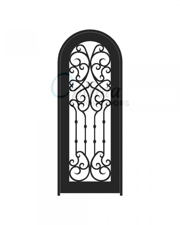 Full Lite Decorative Glass Single Iron Door