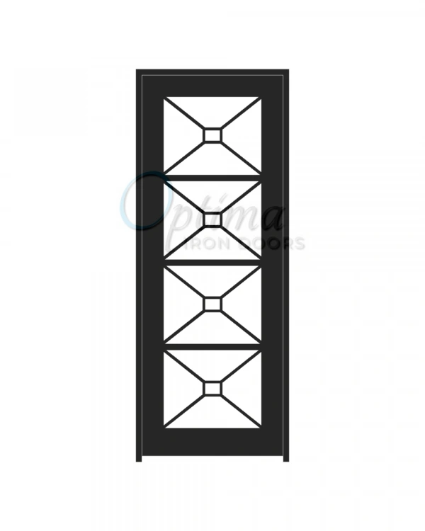 ITZA Standard Profile Square Top Full Lite Decorative Glass Single Iron Door