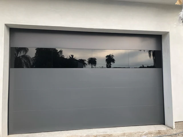 Infinity - Flush Panel Smooth Steel Garage Door with Horizontal Modern Glass Design - Image 2