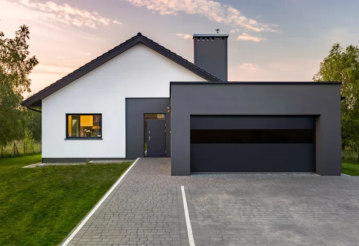 Infinity - Flush Panel Smooth Steel Garage Door with Horizontal Modern Glass Design