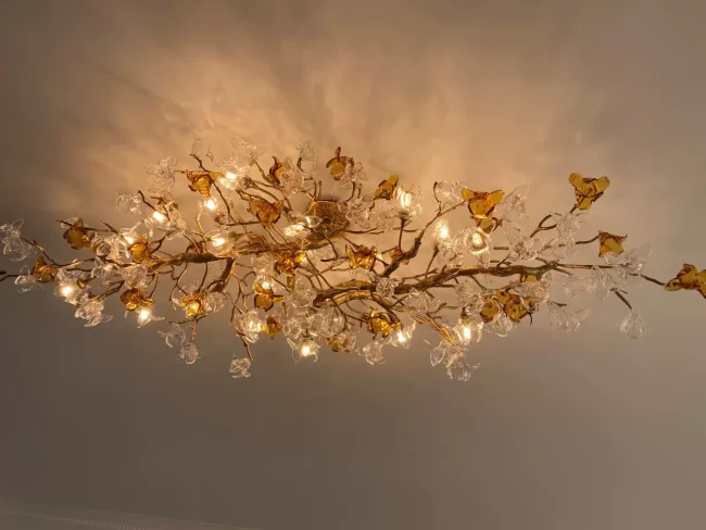 Art Design Brass Branches Flower Glass Chandelier for Living Room - Image 4