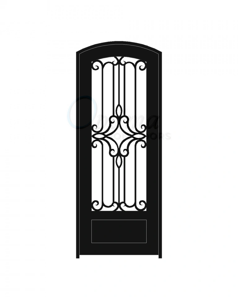 Standard Profile Decorative Glass Single Iron Door