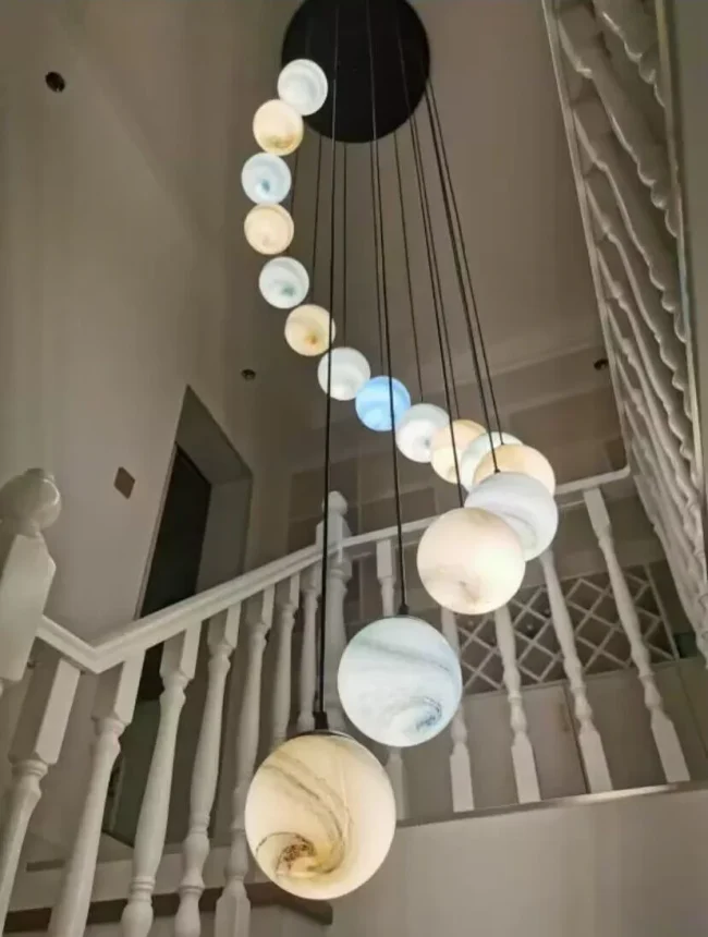 New Nordic Planet Creative Long Pendant Chandelier For Staircase - Image 2