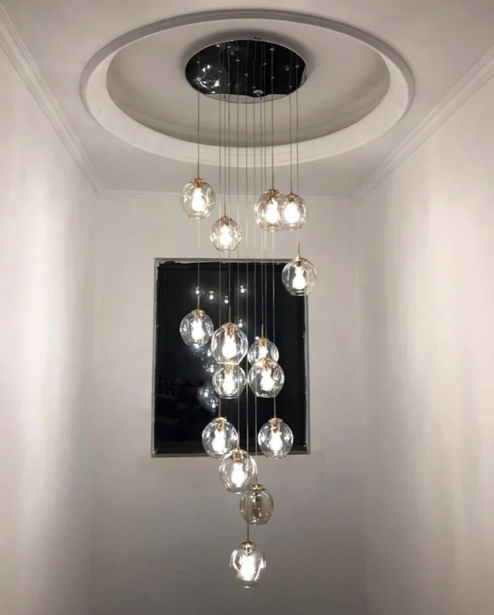 Nordic Designer Long Spiral Crystal Chandelier For Staircase/Hallway