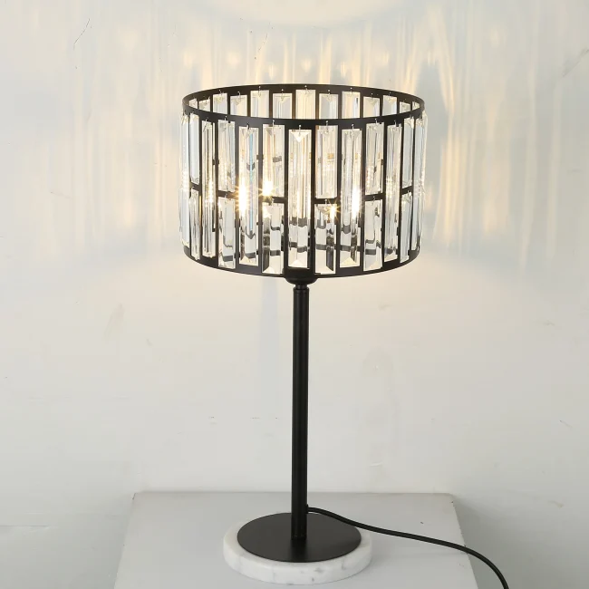 Modern Black Finish Crystal Table Lamp - Image 3