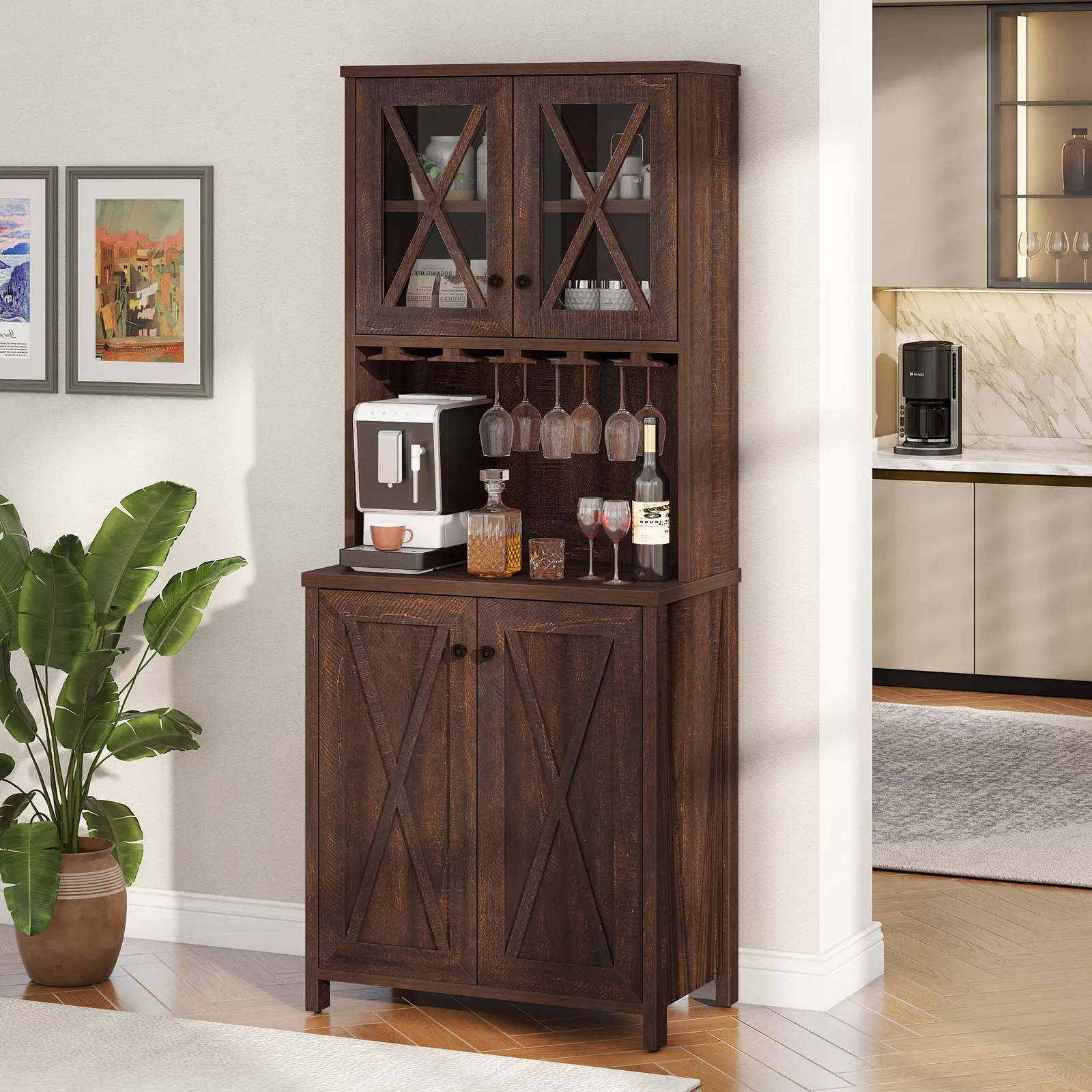 Bar Cabinet Storage with Wine Rack for Kitchen Living Room