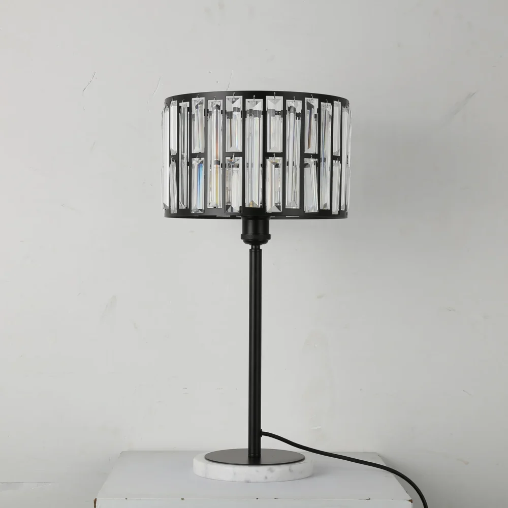 Modern Black Finish Crystal Table Lamp - Image 2