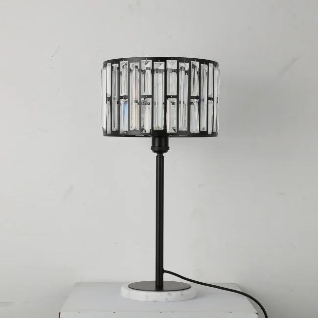 Modern Black Finish Crystal Table Lamp - Image 2