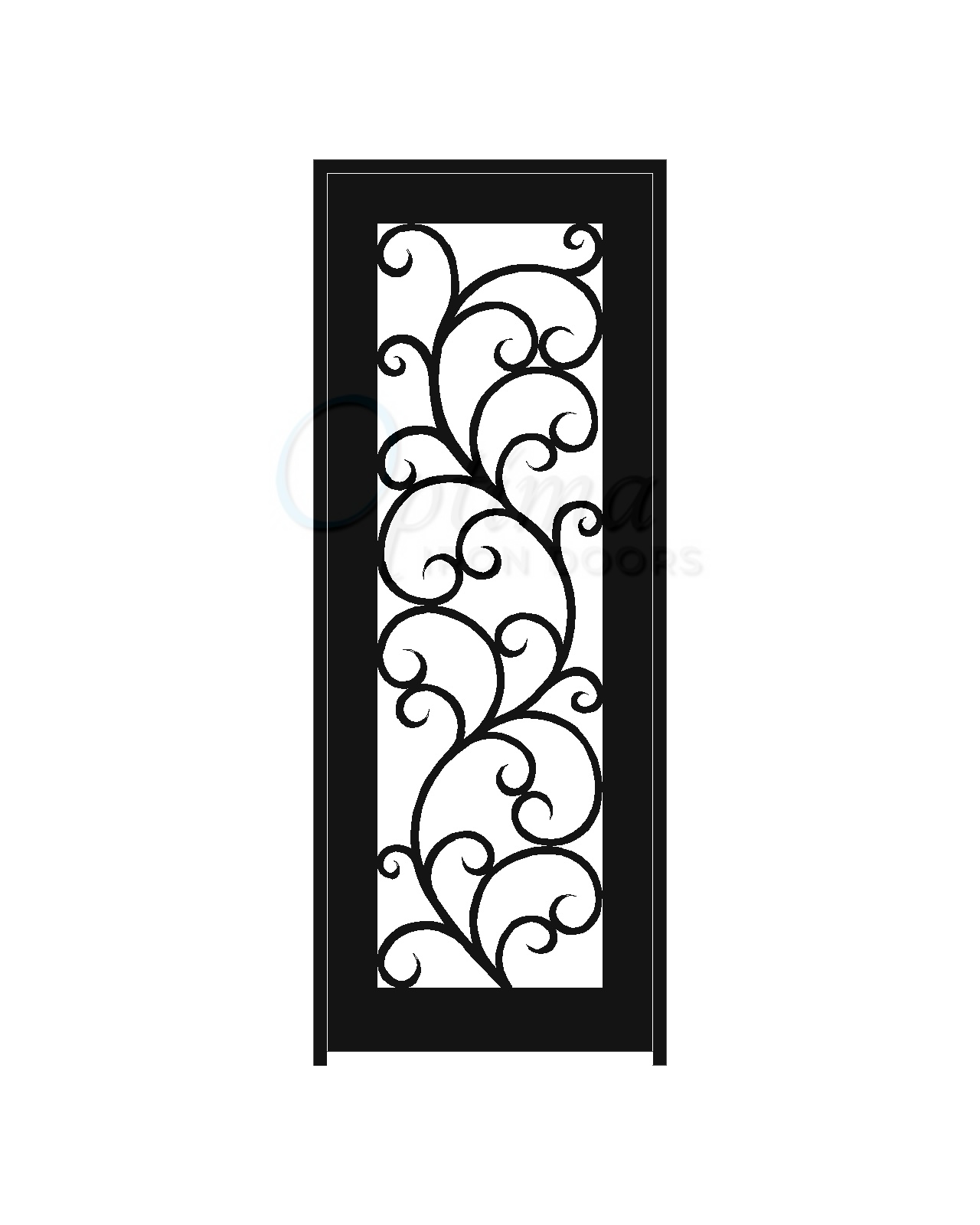 Standard Profile Square Top Full Light Decorative Glass Single Iron Door