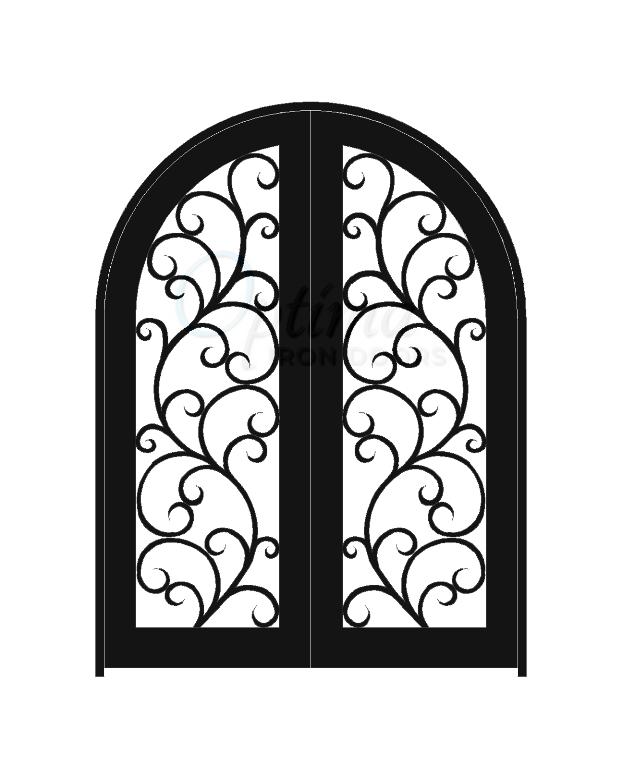 ALAMO* Standard Profile Radius Top Full Light Double Iron Door