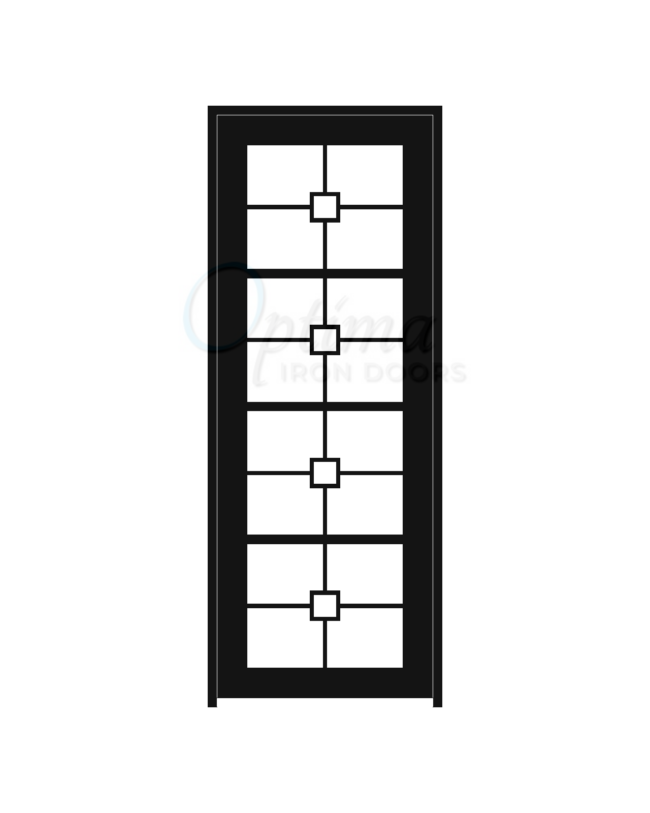 AUDREY Standard Profile Square Top 4 Lite Decorative Glass Single Iron Doors