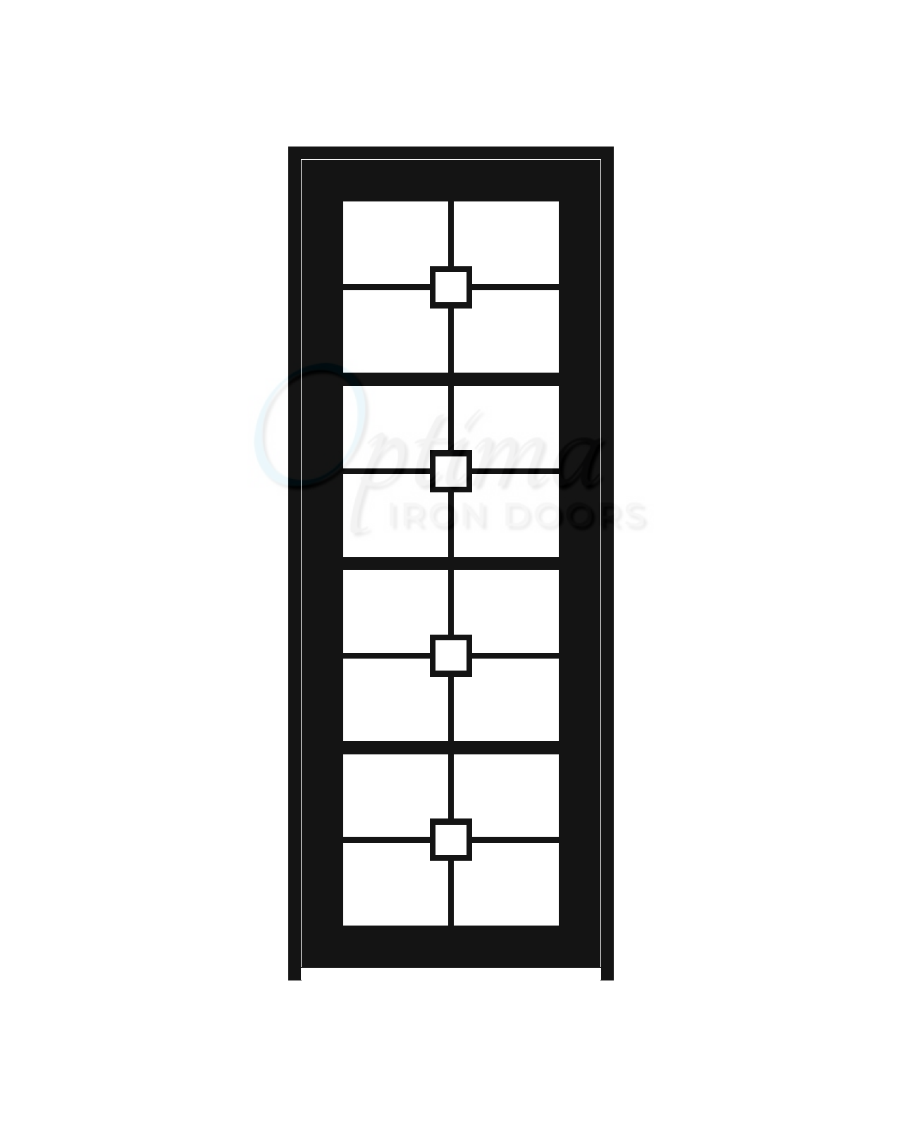 AUDREY Standard Profile Square Top 4 Lite Decorative Glass Single Iron Doors