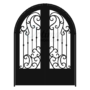 BRINA Standard Profile Radius Top 3/4’s Lite Decorative Glass Double Iron Door