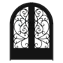 BUTTERFLY Standard Profile Radius Top 3/4’s Lite Decorative Glass Double Iron Door