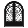 CHIARA Standard Profile Radius Top 3/4’s Lite Decorative Glass Double Iron Door