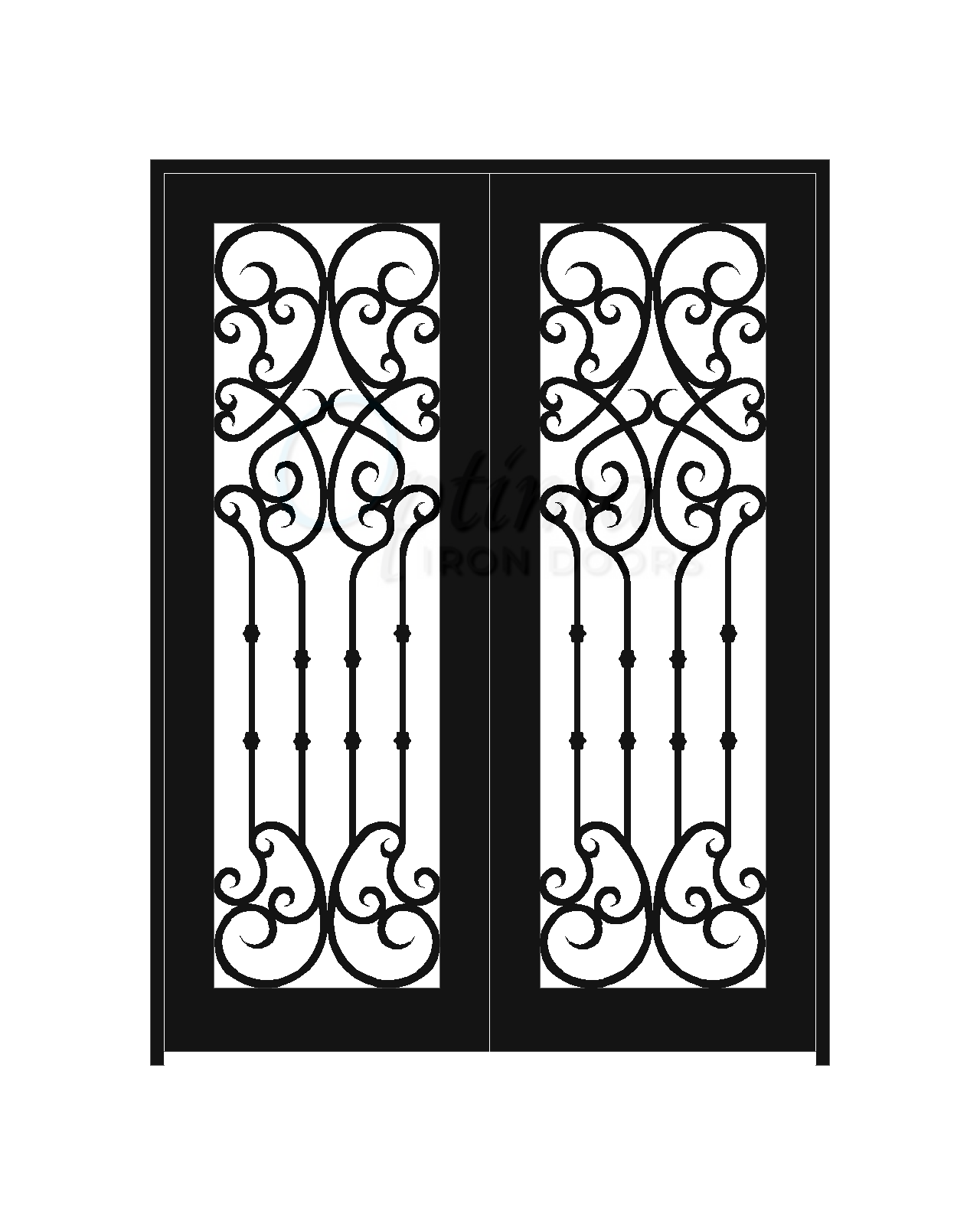 CHLOE Standard Profile Square Top Full Lite Decorative Glass Double Iron Door