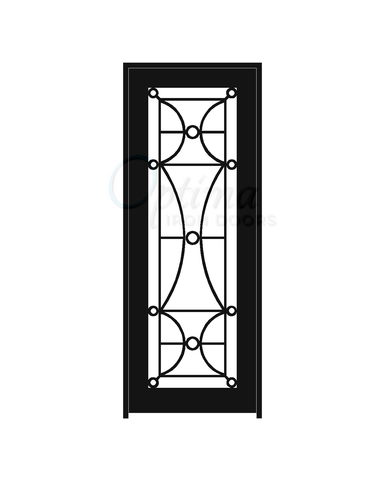 HALF MOON Standard Profile Square Top Full Lite Decorative Glass Single Iron Door