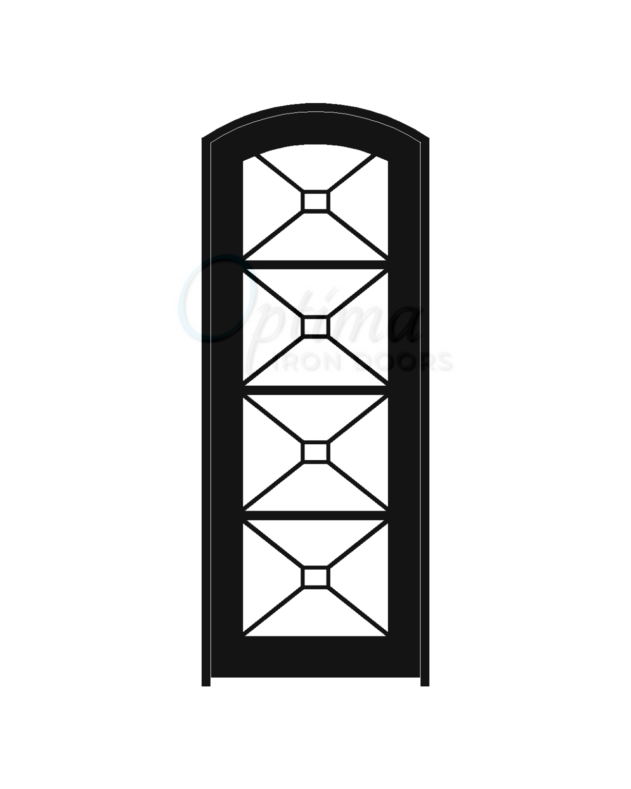 ITZA Standard Profile Arch Top Full Lite Decorative Glass Single Iron Door