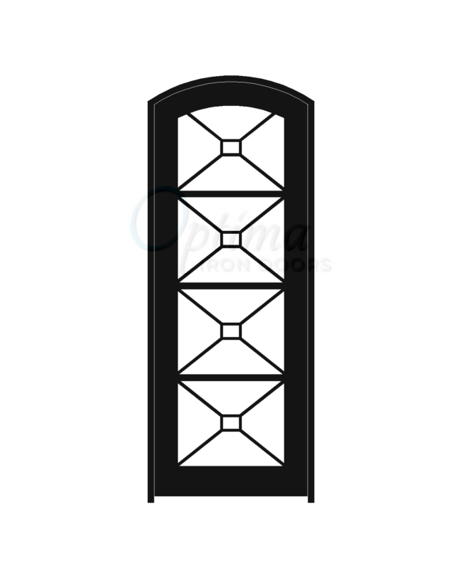 ITZA Standard Profile Arch Top Full Lite Decorative Glass Single Iron Door